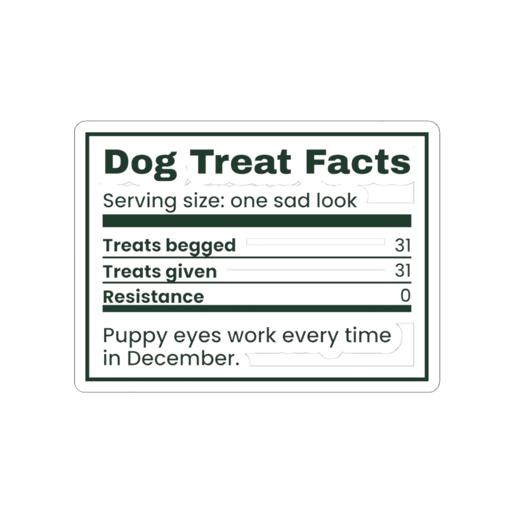 Funny Christmas Dog Sticker Dog Treat Nutrition Facts Label