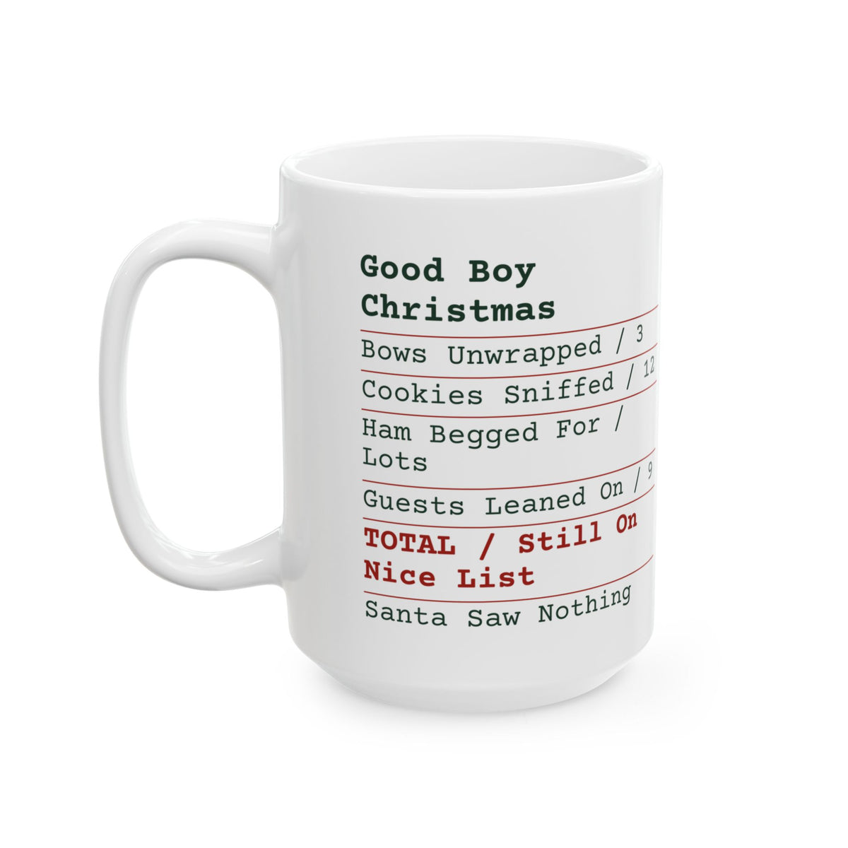 Funny Dog Christmas Coffee Mug Good Boy Receipt For Dog Owners