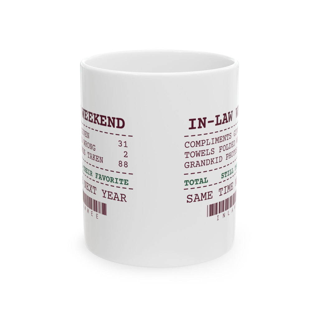 Funny Christmas Coffee Mug In-Law Weekend Receipt Still Their Favorite
