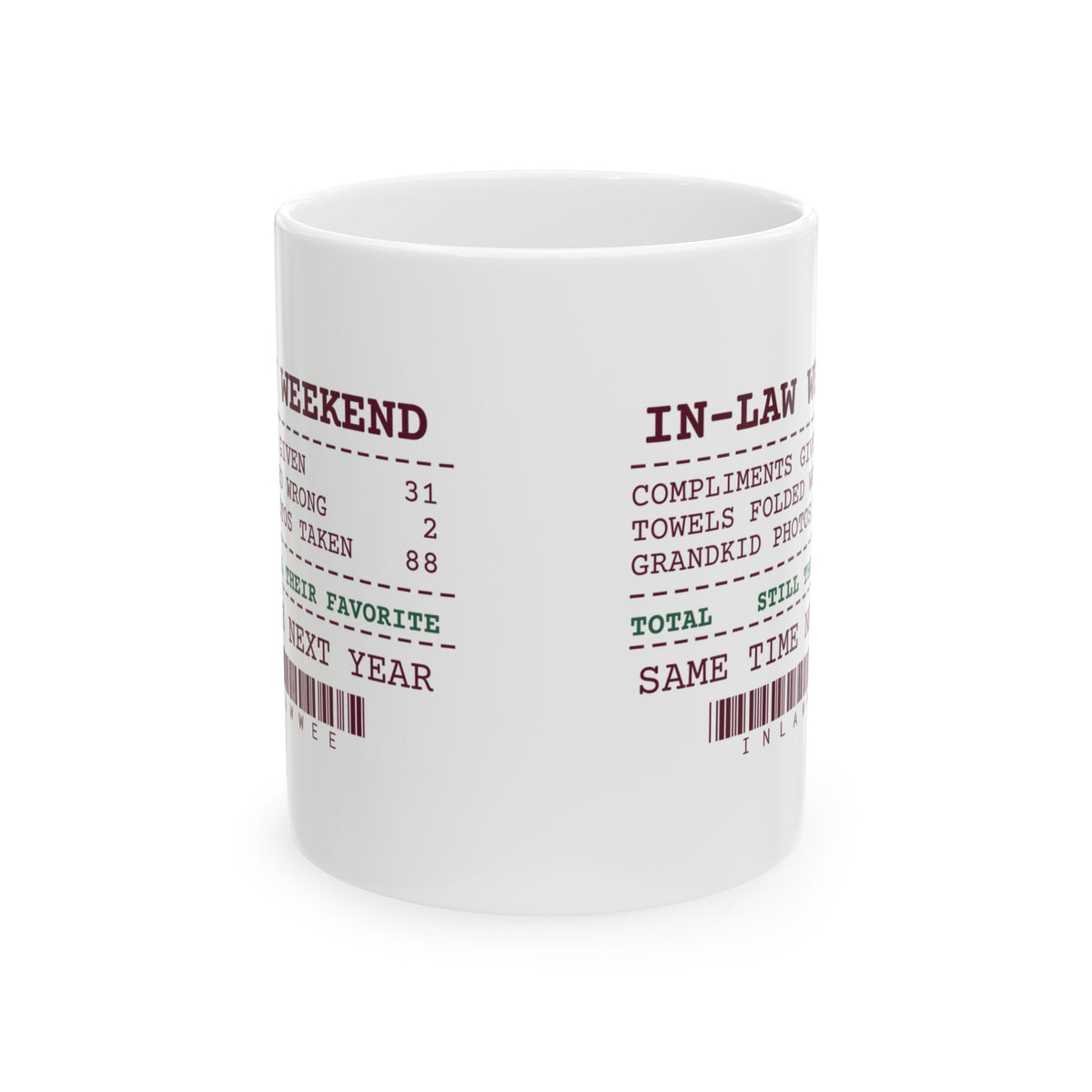 Funny Christmas Coffee Mug In-Law Weekend Receipt Still Their Favorite