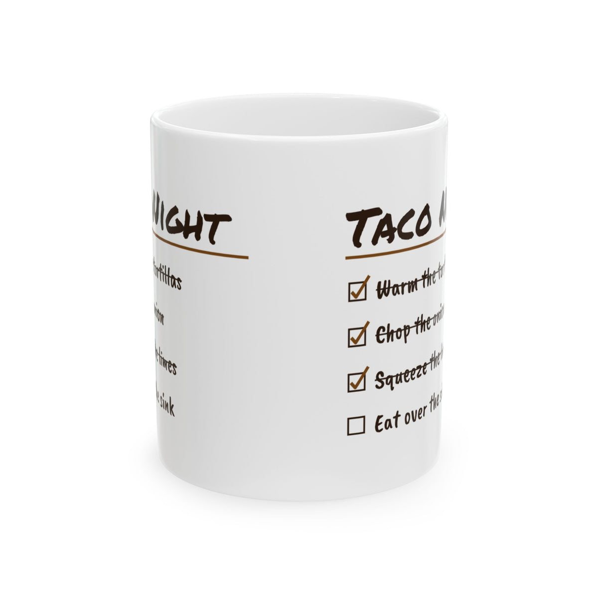 Funny Taco Night Coffee Mug Checklist Eat Over The Sink