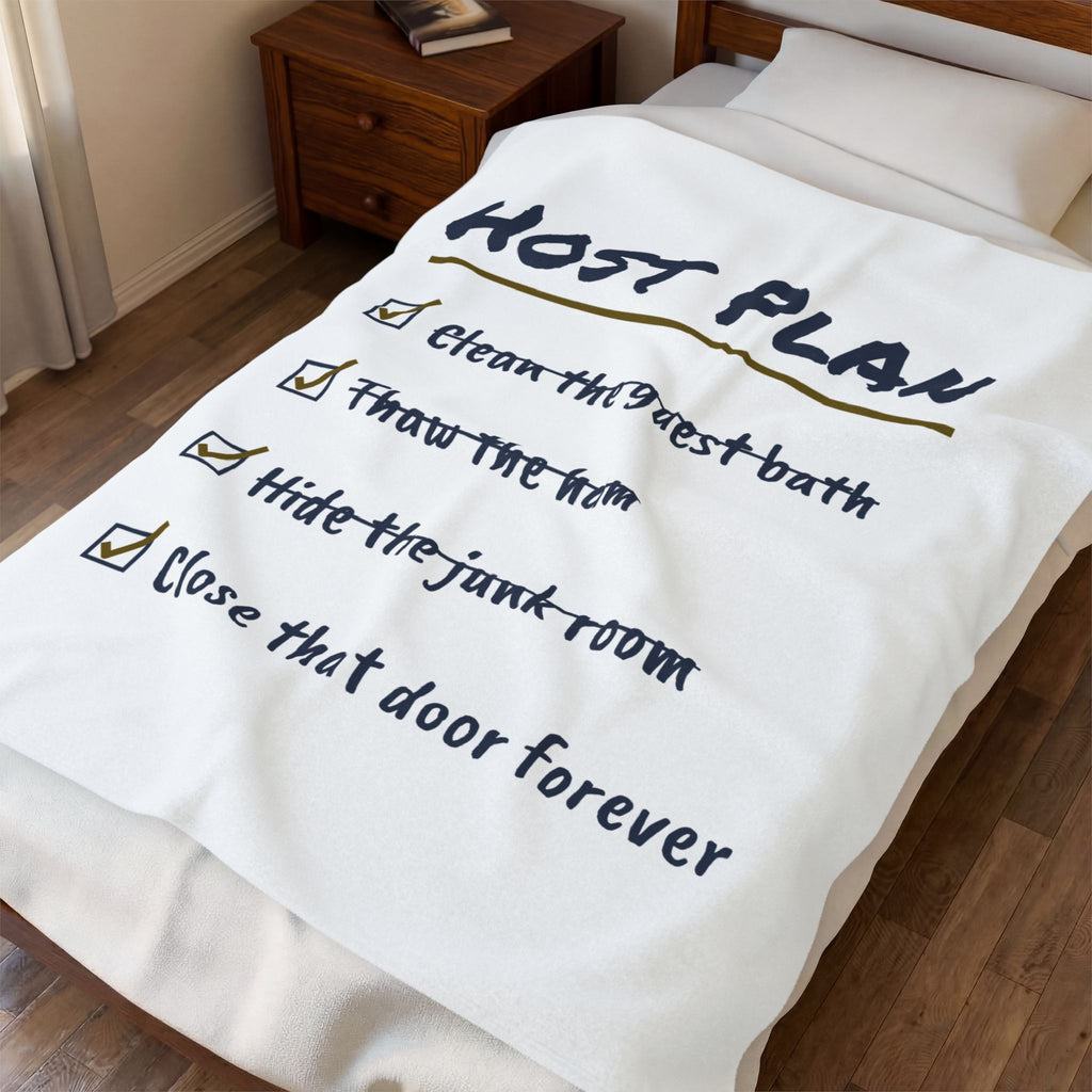 Funny Holiday Host Throw Blanket Hide The Junk Room Checklist