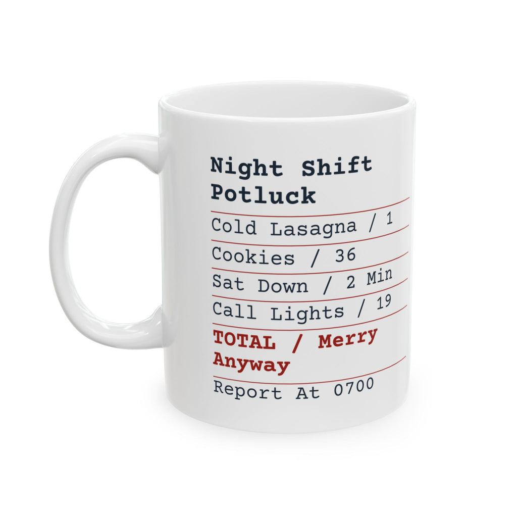 Funny Christmas Nurse Coffee Mug Night Shift Potluck Receipt
