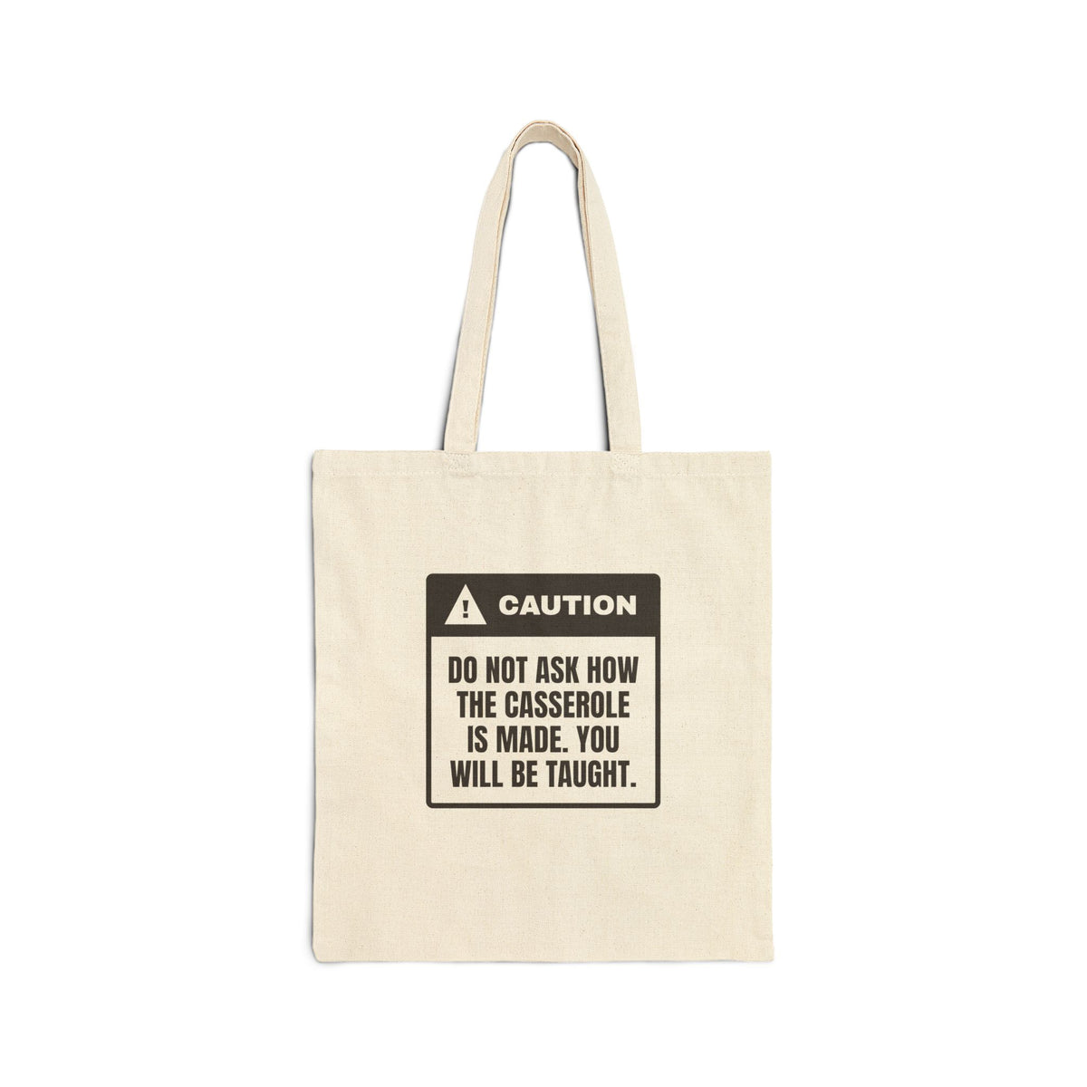 Funny In Law Christmas Tote Bag Caution Casserole Warning Label