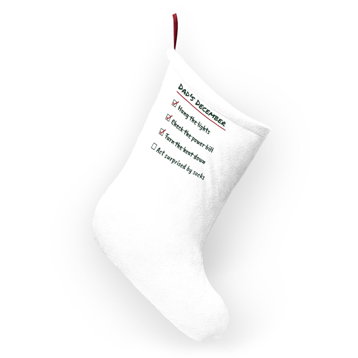 Funny Dad Christmas Stocking Act Surprised By Socks Checklist