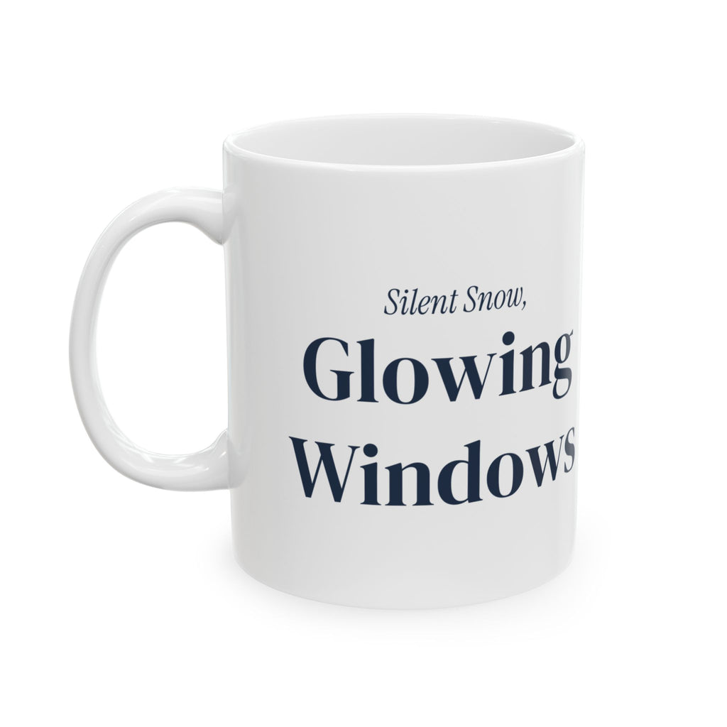 Cozy Winter Coffee Mug Silent Snow Glowing Windows