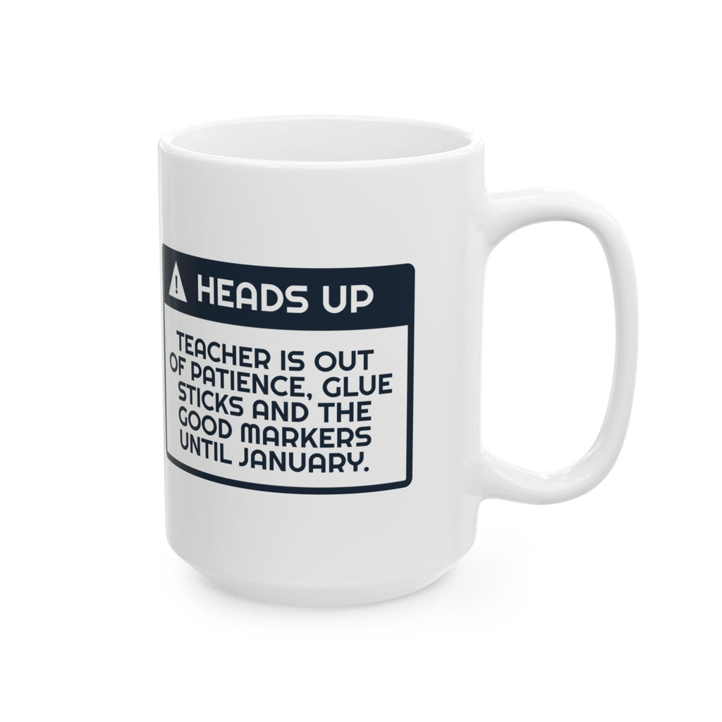 Funny Christmas Teacher Coffee Mug Out Of Glue Sticks Until January