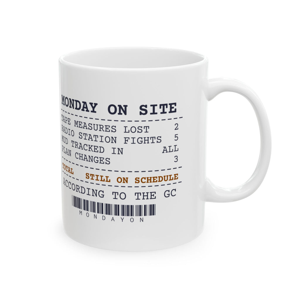 Funny Construction Coffee Mug Monday On Site Receipt For Crews