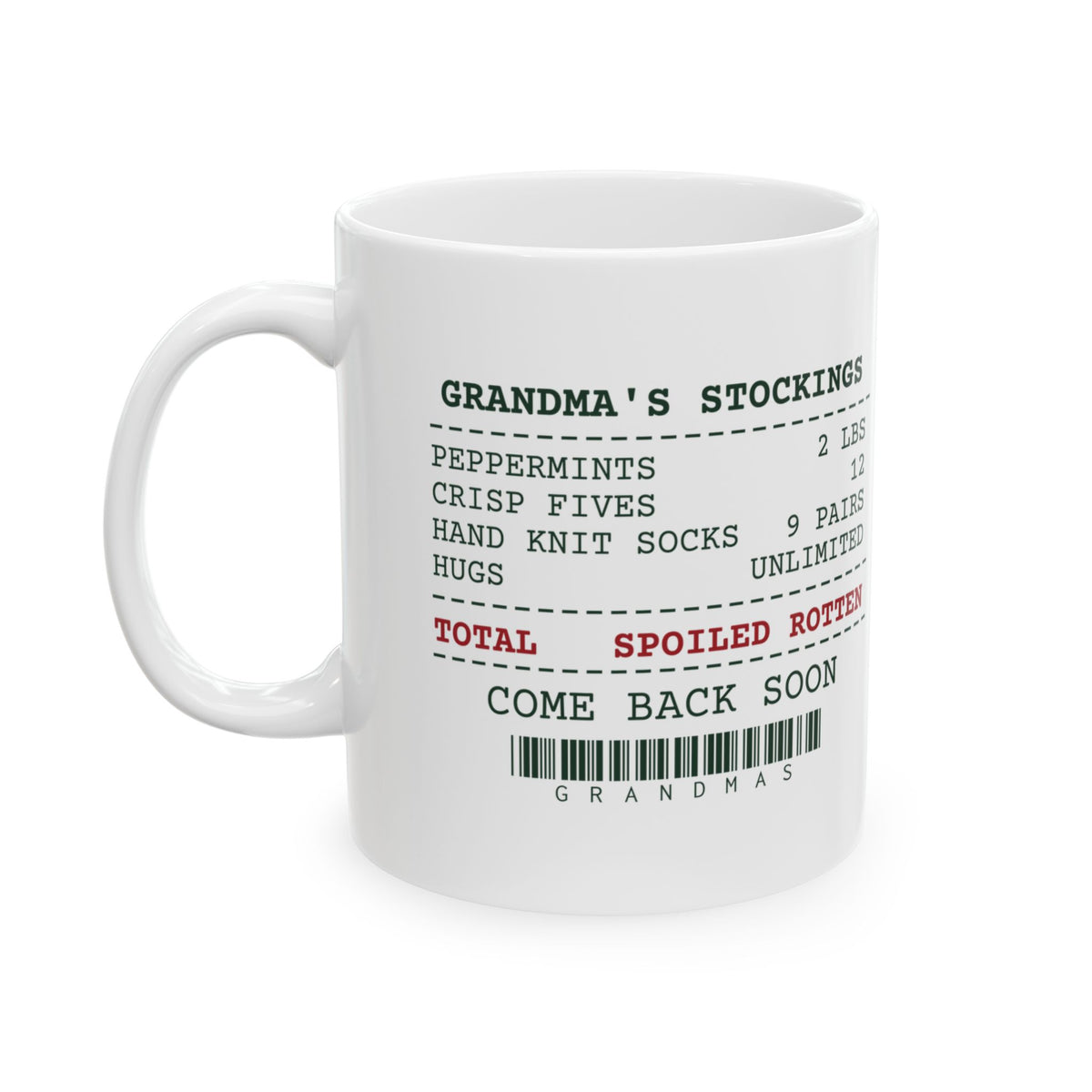 Funny Grandma Christmas Coffee Mug Grandma's Stocking Receipt