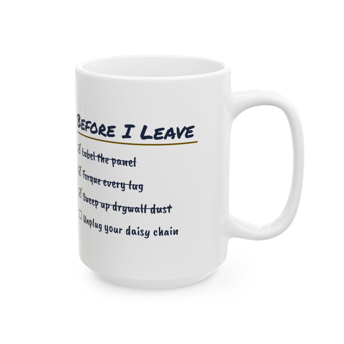 Funny Electrician Coffee Mug Before I Leave Checklist For Electricians