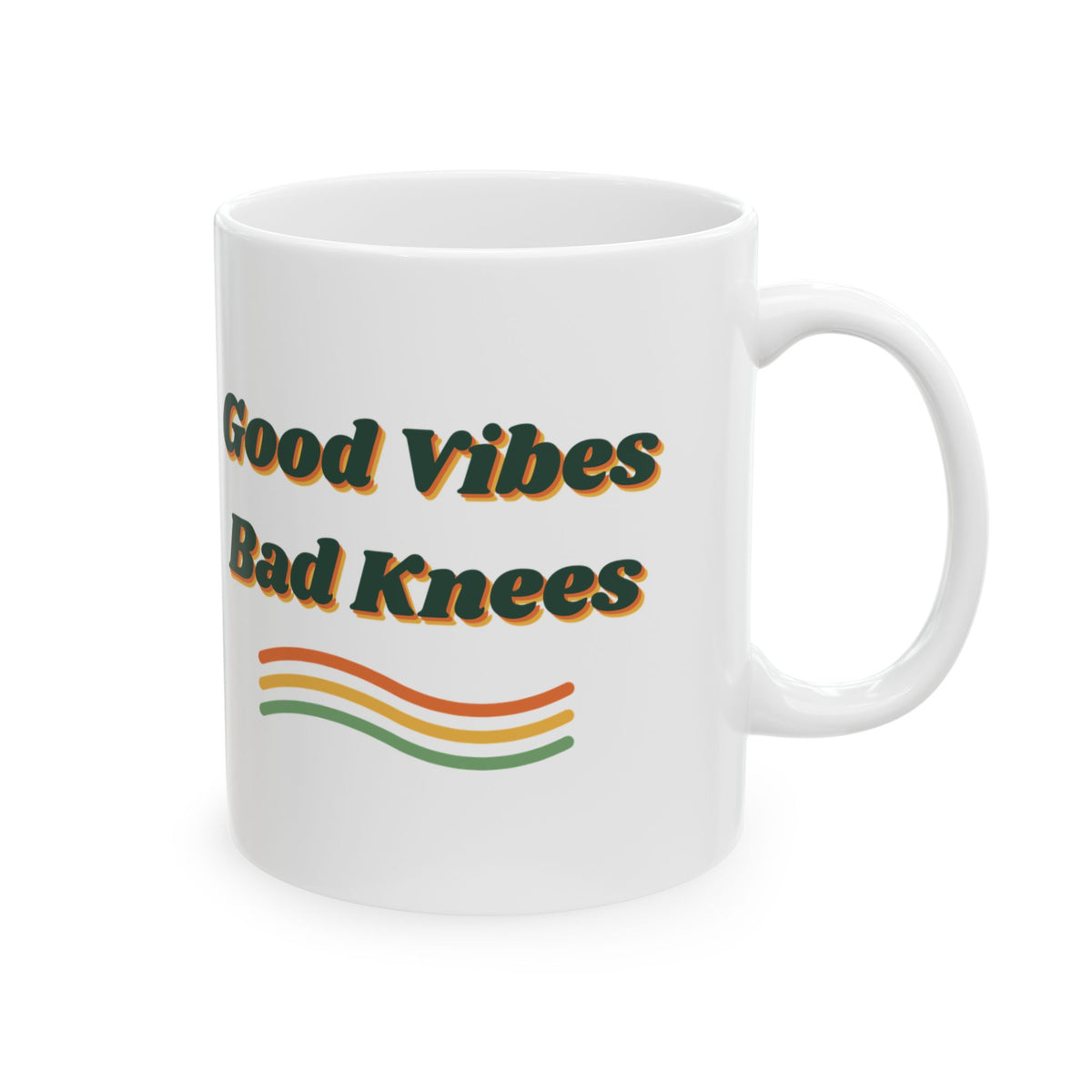 Funny Retro Coffee Mug Good Vibes Bad Knees