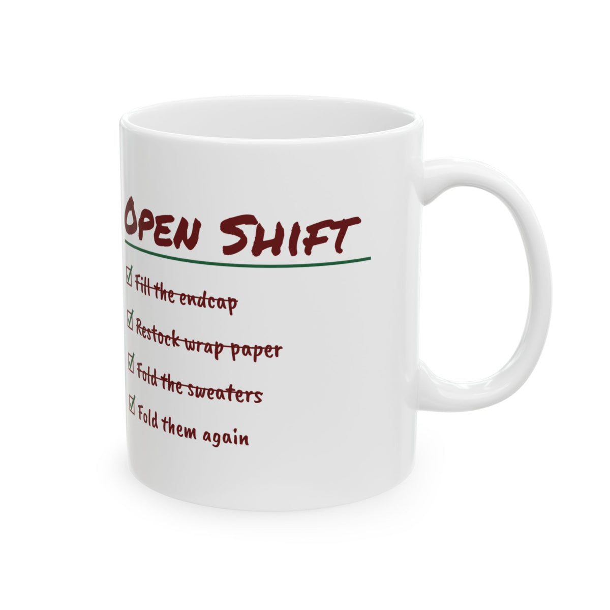 Funny Christmas Retail Coffee Mug Fold The Sweaters Fold Them Again