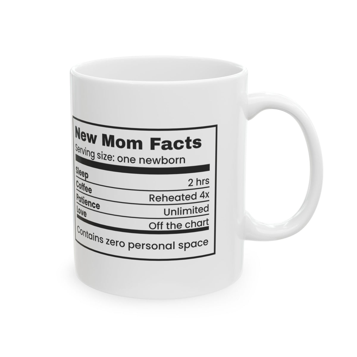 New Mom Coffee Mug Nutrition Facts Label For First Time Moms