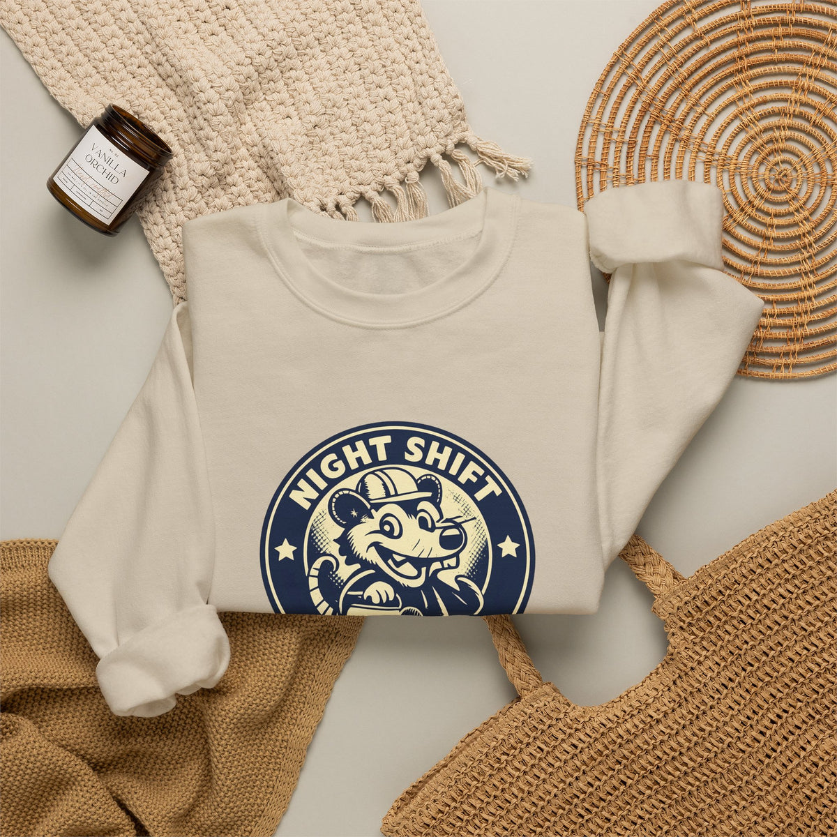 Night Shift Crew Funny Retro Possum Night Shift Worker Sweatshirt