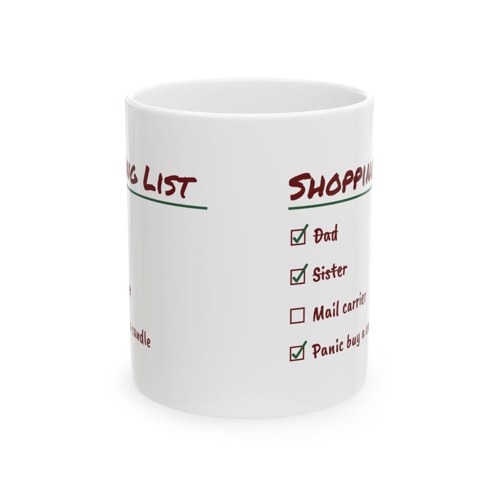 Funny Christmas Shopping Coffee Mug Panic Buy A Candle Checklist