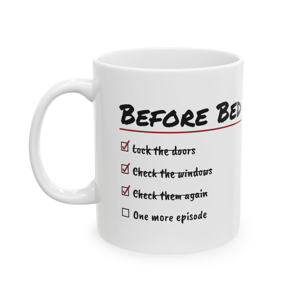 Funny True Crime Coffee Mug Before Bed One More Episode Checklist