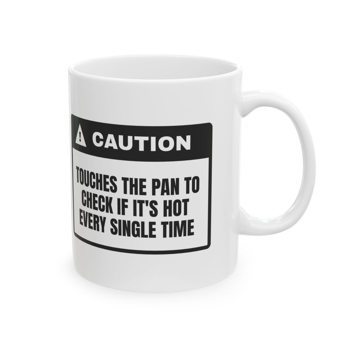 Cooking Coffee Mug Touches the Pan to Check