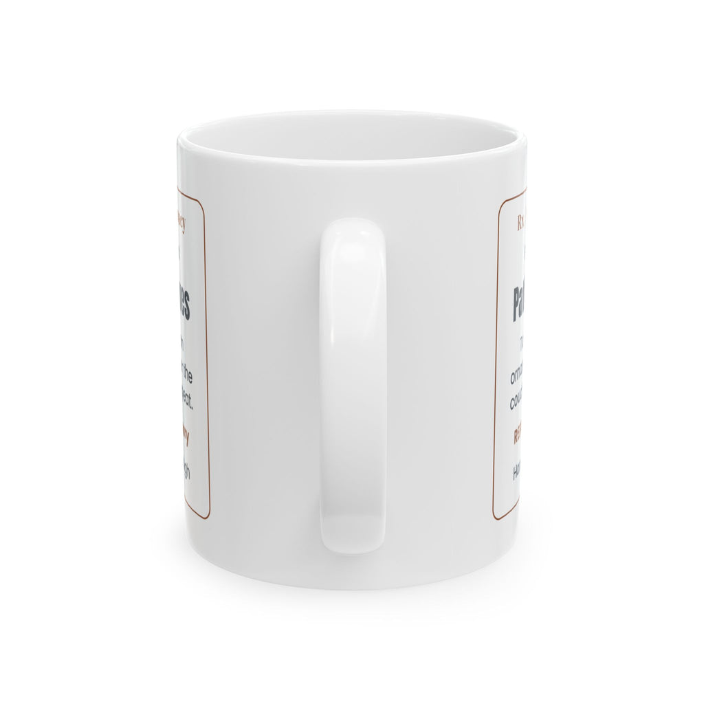 Funny Christmas Coffee Mug Patience 9 Lives Cat Owner Prescription