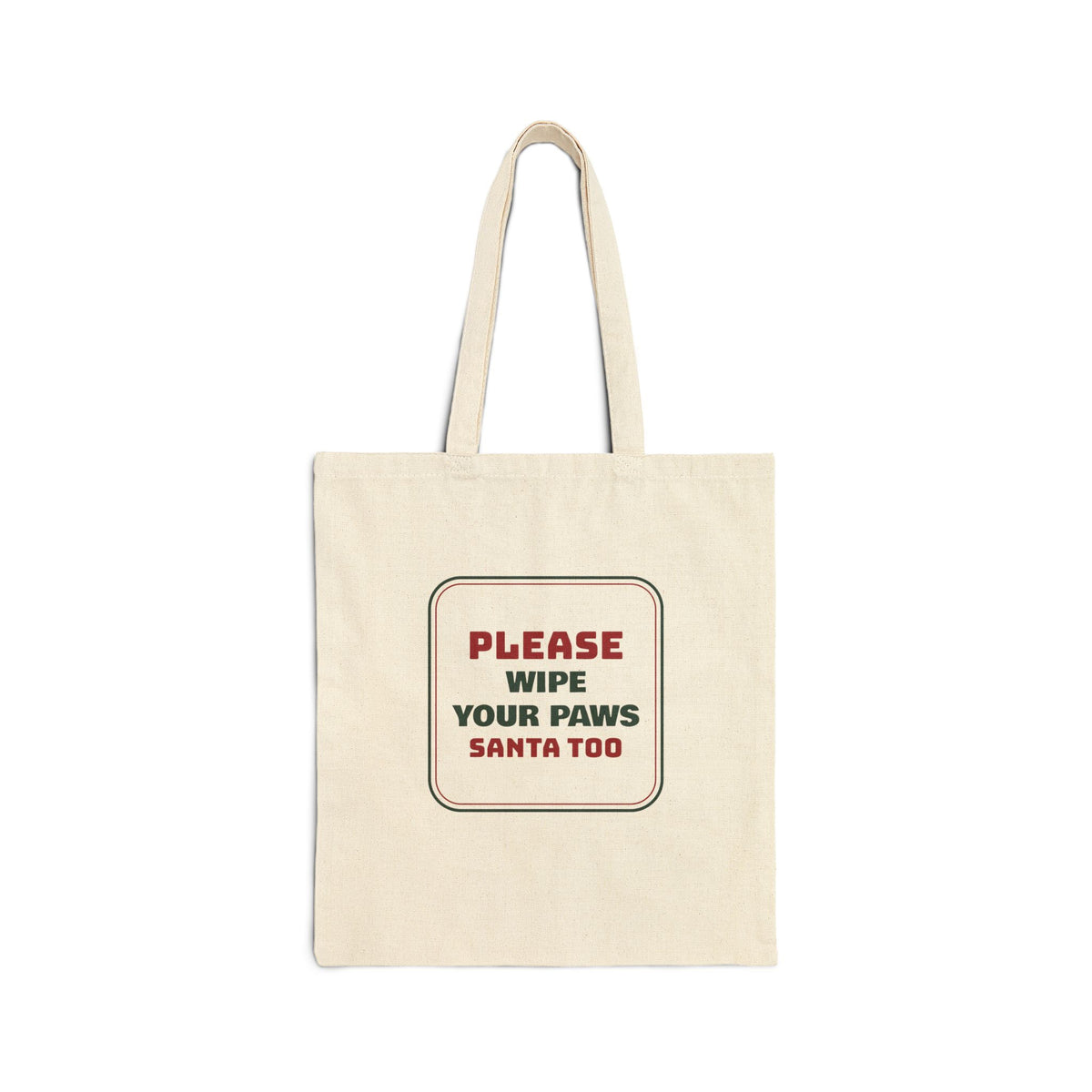 Funny Christmas Dog Tote Bag Wipe Your Paws Santa Too Sign