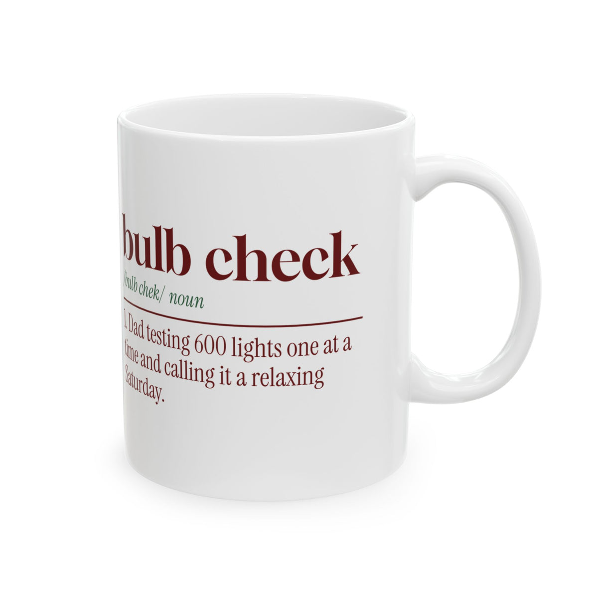 Funny Christmas Lights Dad Coffee Mug Bulb Check Definition