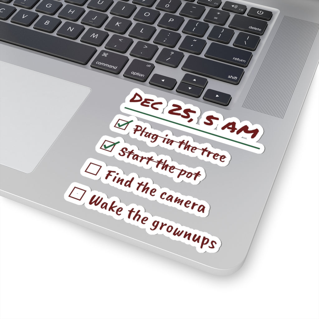 Funny Christmas Sticker Plug In The Tree Start The Pot Checklist