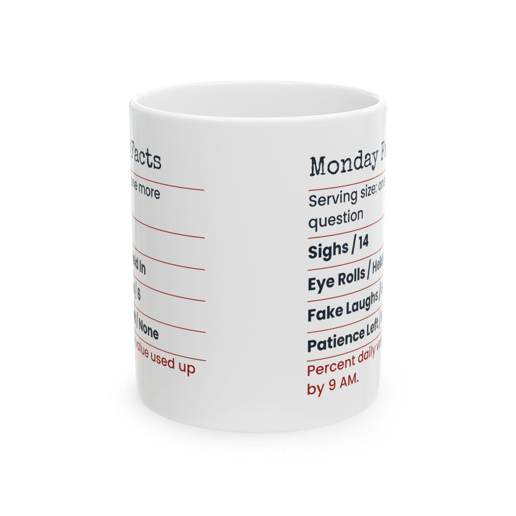 Funny Sarcastic Coffee Mug Monday Facts Label For Coworkers