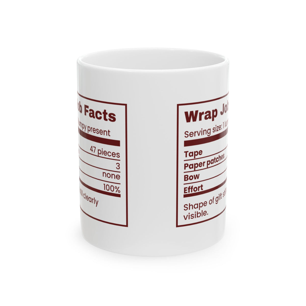 Funny Christmas Coffee Mug Wrap Job Facts Nutrition Label