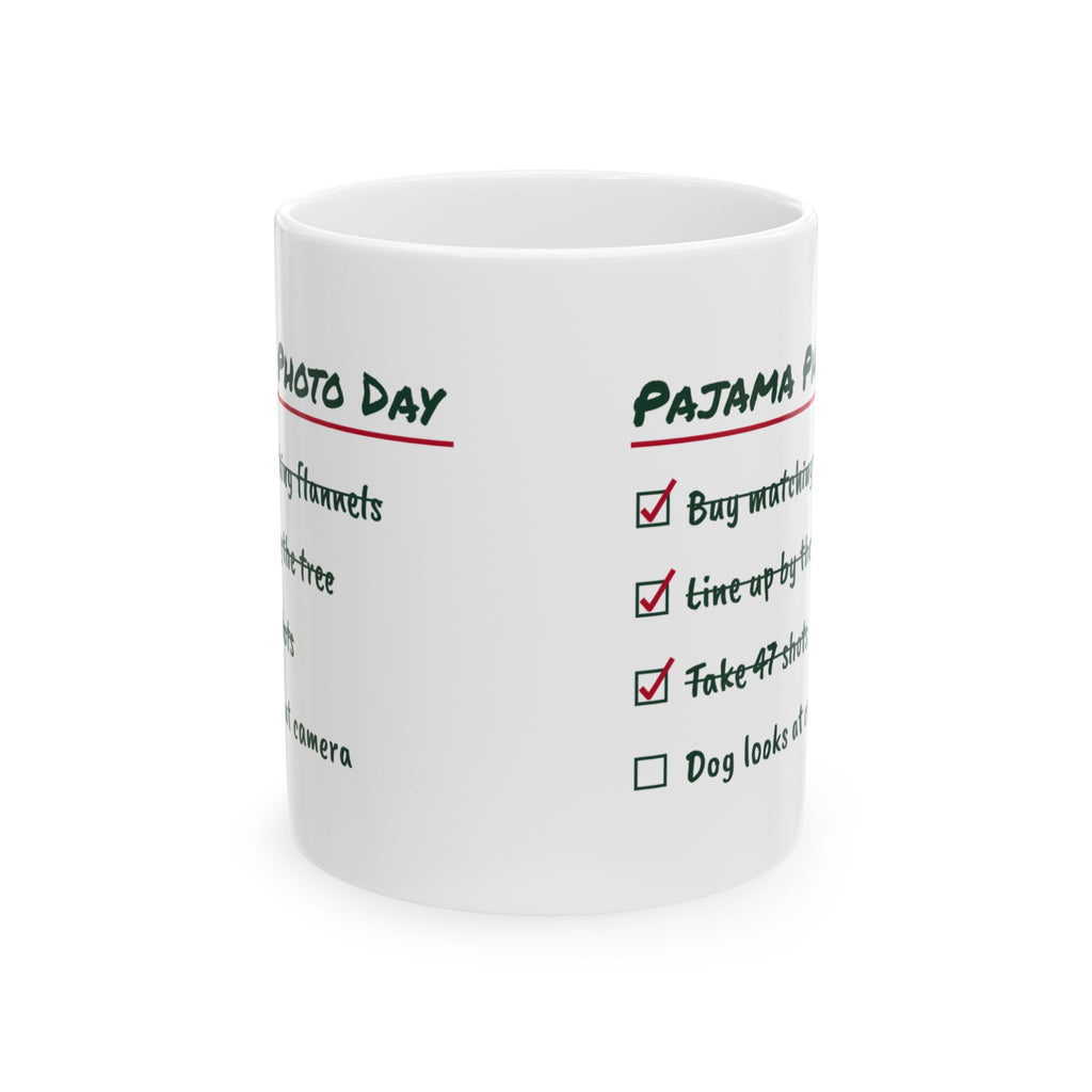 Funny Christmas Family Coffee Mug Matching Pajama Photo Checklist