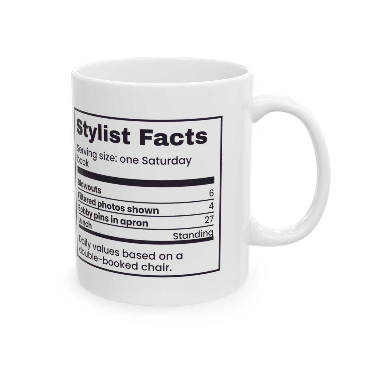 Funny Hairstylist Mug Bobby Pins In Apron 27 Stylist Nutrition Facts