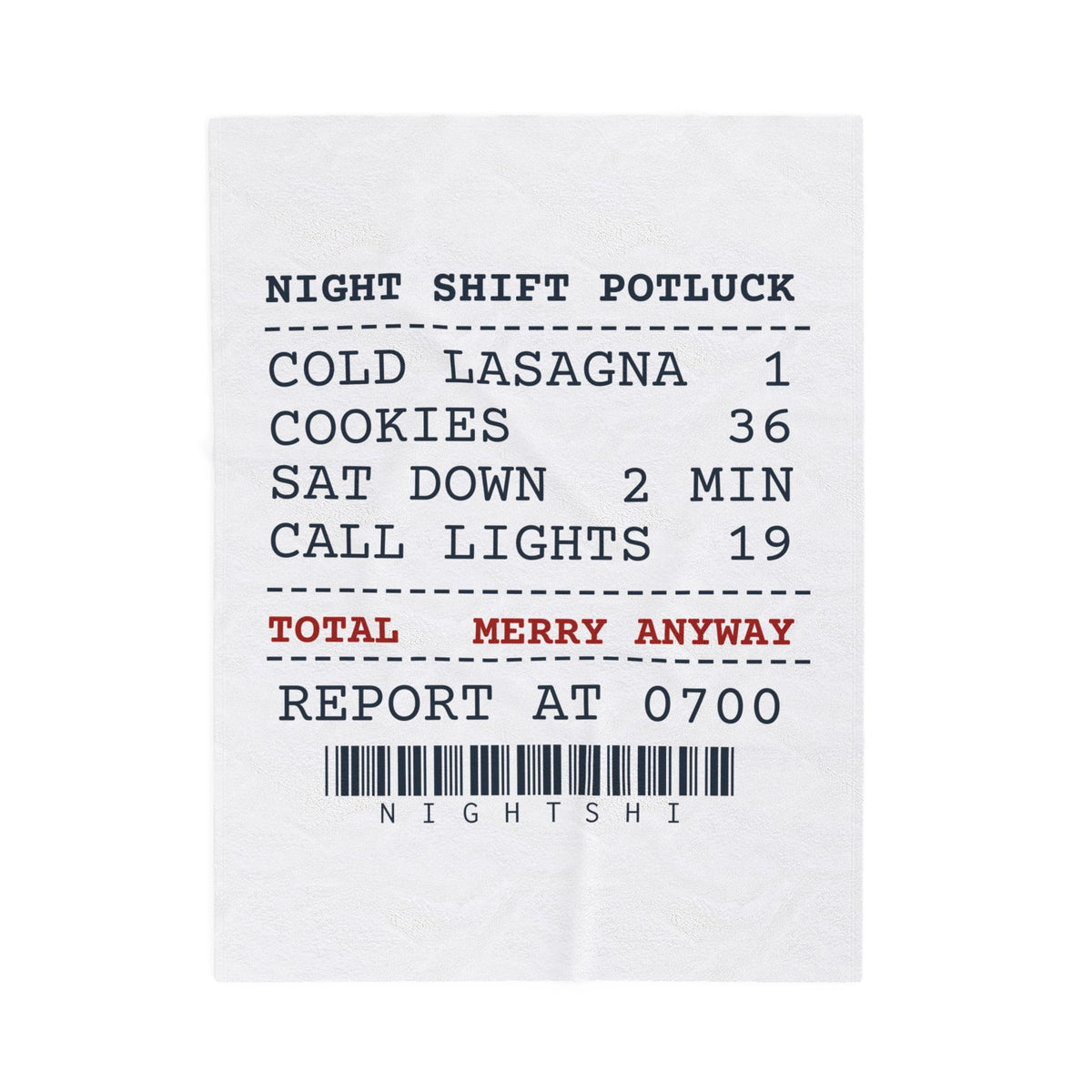 Funny Christmas Nurse Throw Blanket Night Shift Potluck Receipt