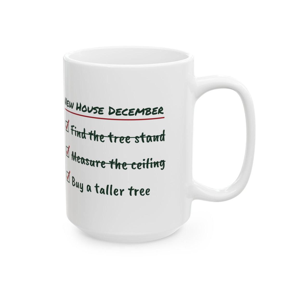 Funny New Home Christmas Coffee Mug Measure The Ceiling Checklist