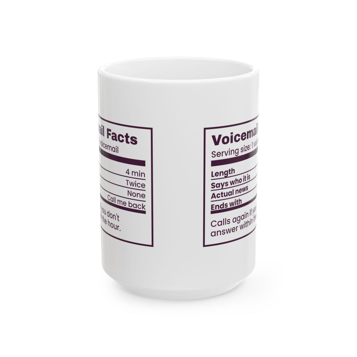 Funny Grandma Coffee Mug Grandma's Voicemail Nutrition Facts