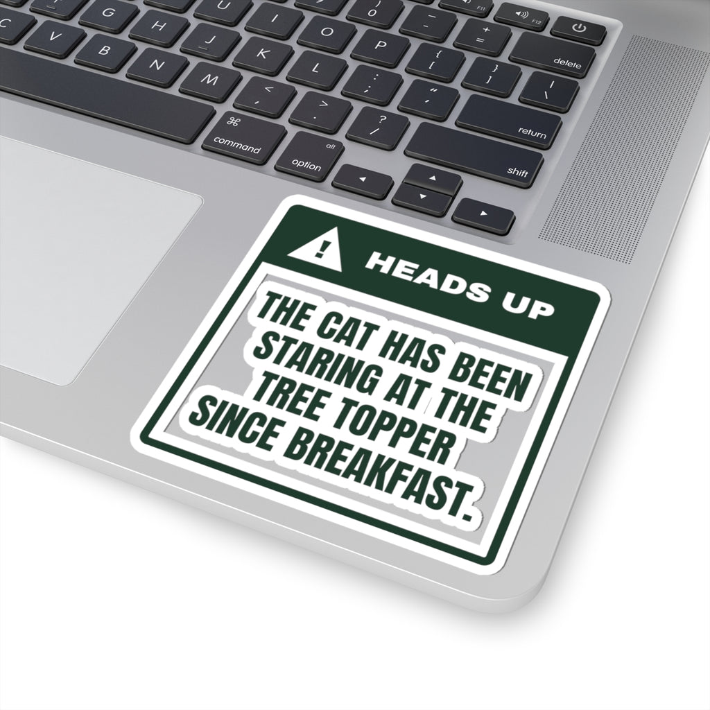 Funny Christmas Sticker Staring At The Topper Since Breakfast