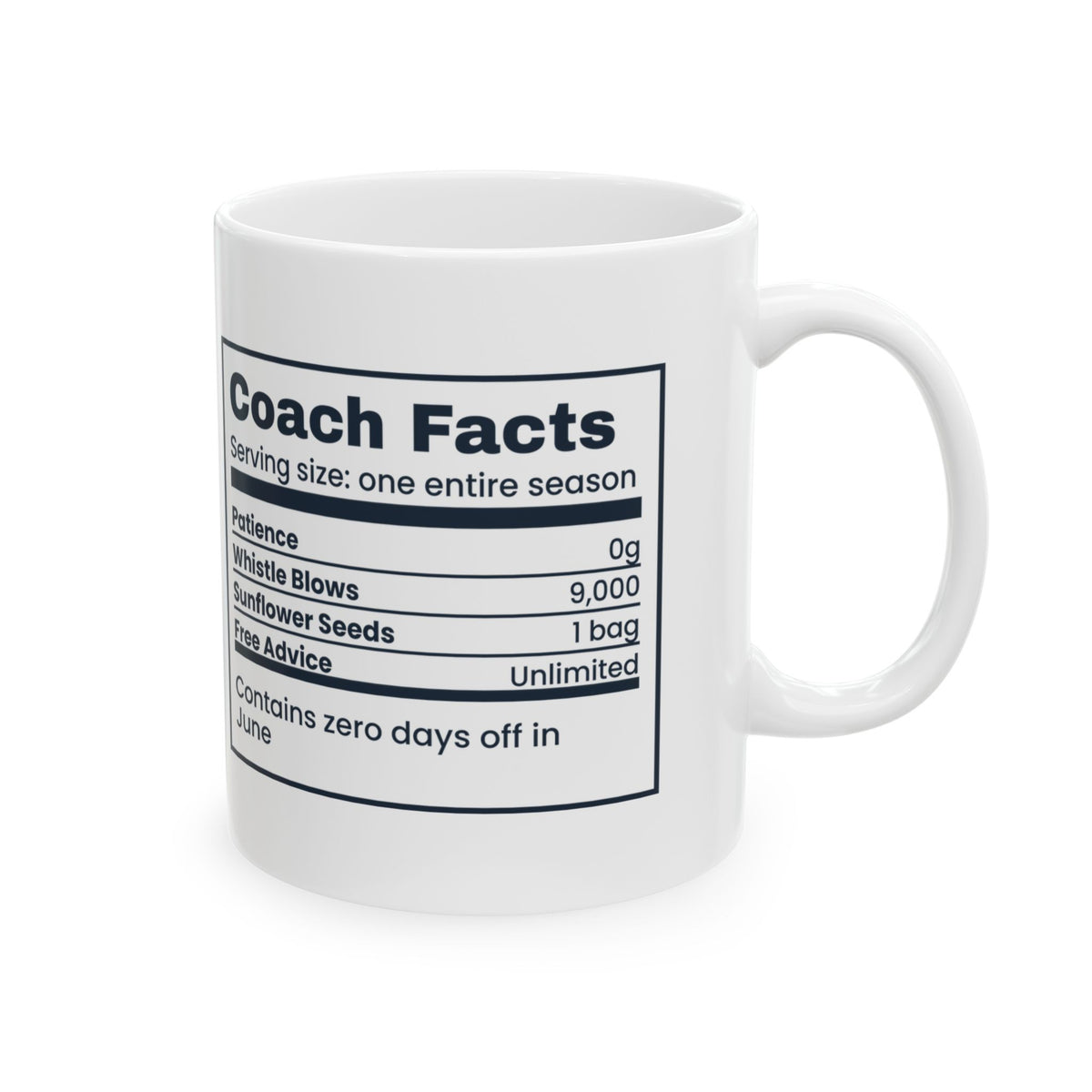 Softball Coach Coffee Mug Coach Facts Nutrition