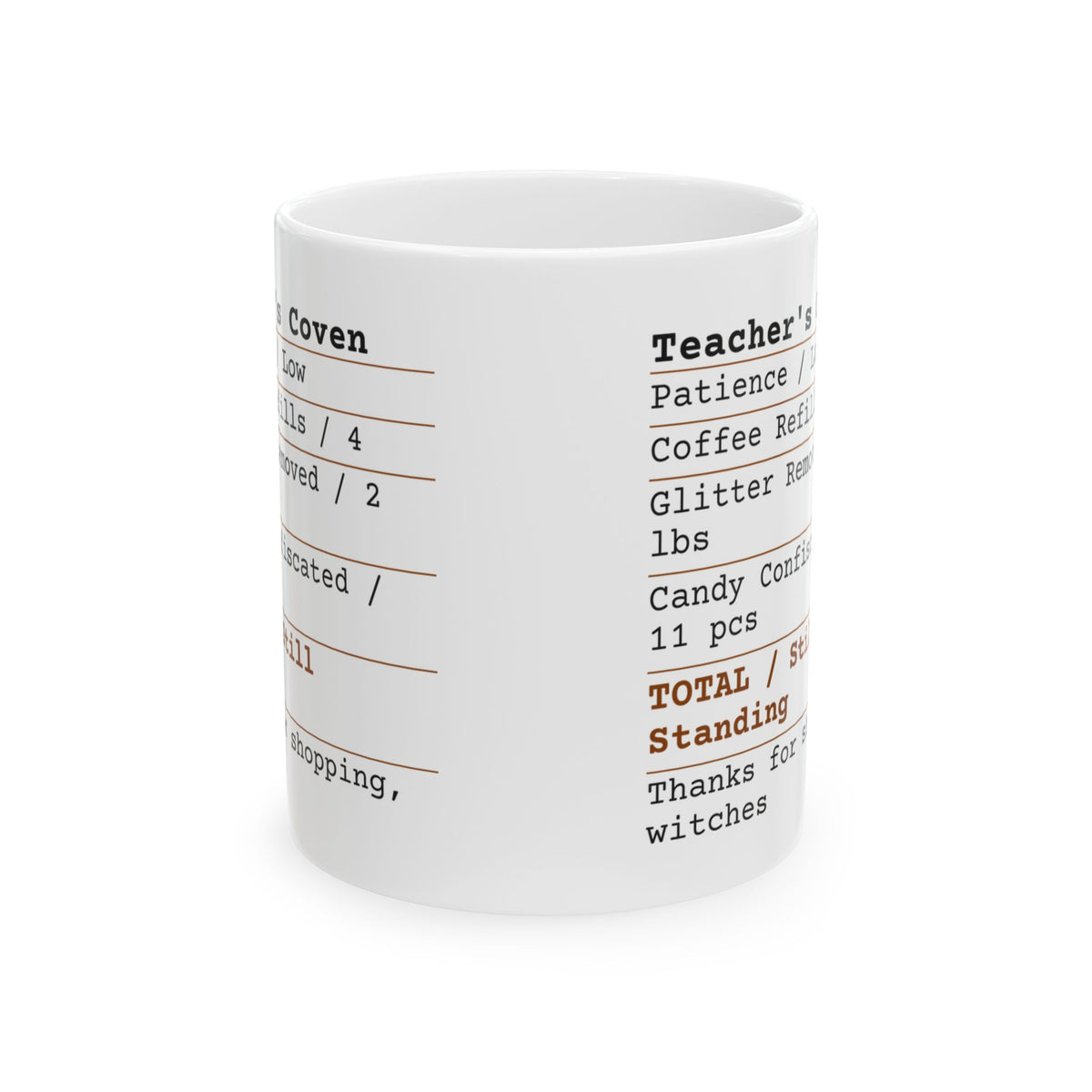 Funny Teacher Mug Teachers Coven Receipt Halloween Coffee Cup