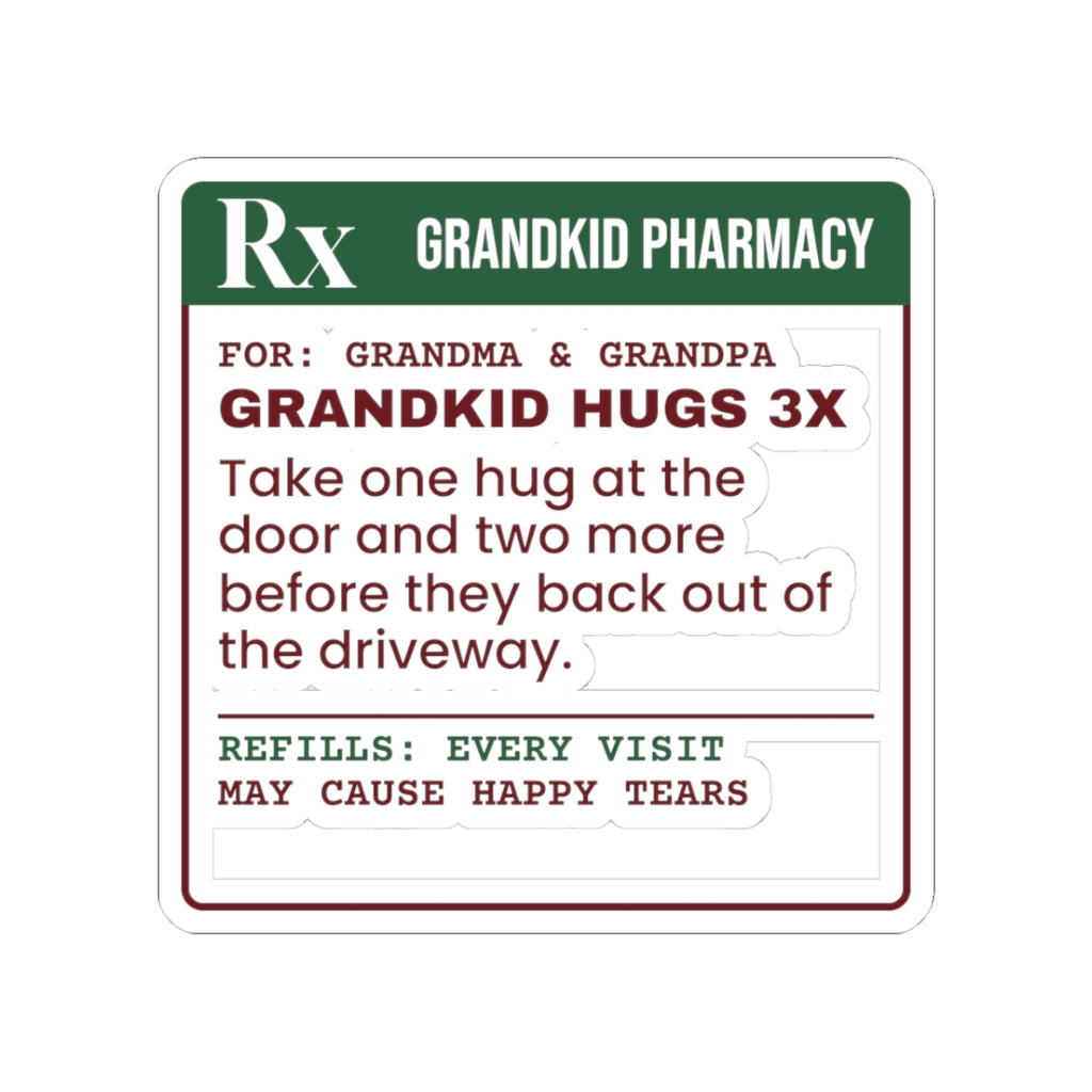 Christmas Sticker Grandkid Hugs Prescription For Grandparents