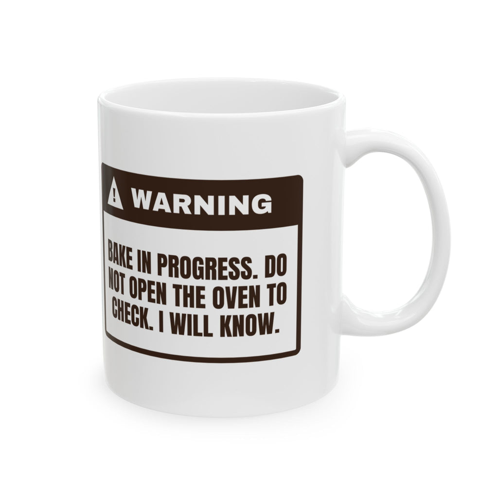Funny Baking Mug Do Not Open The Oven Door Warning Label