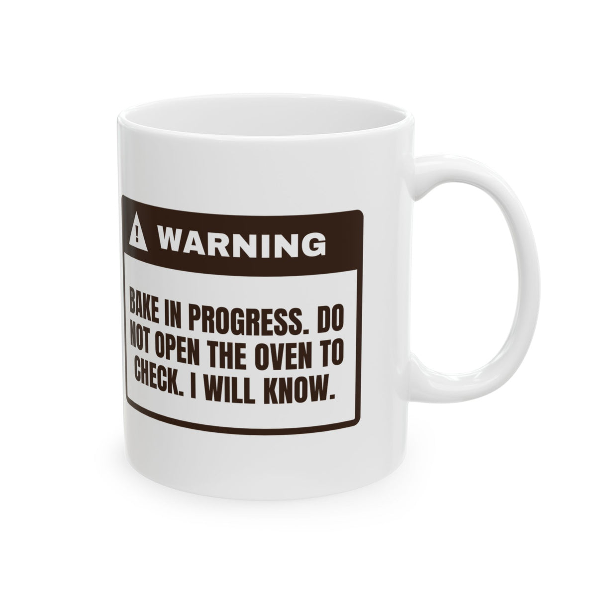 Funny Baking Mug Do Not Open The Oven Door Warning Label