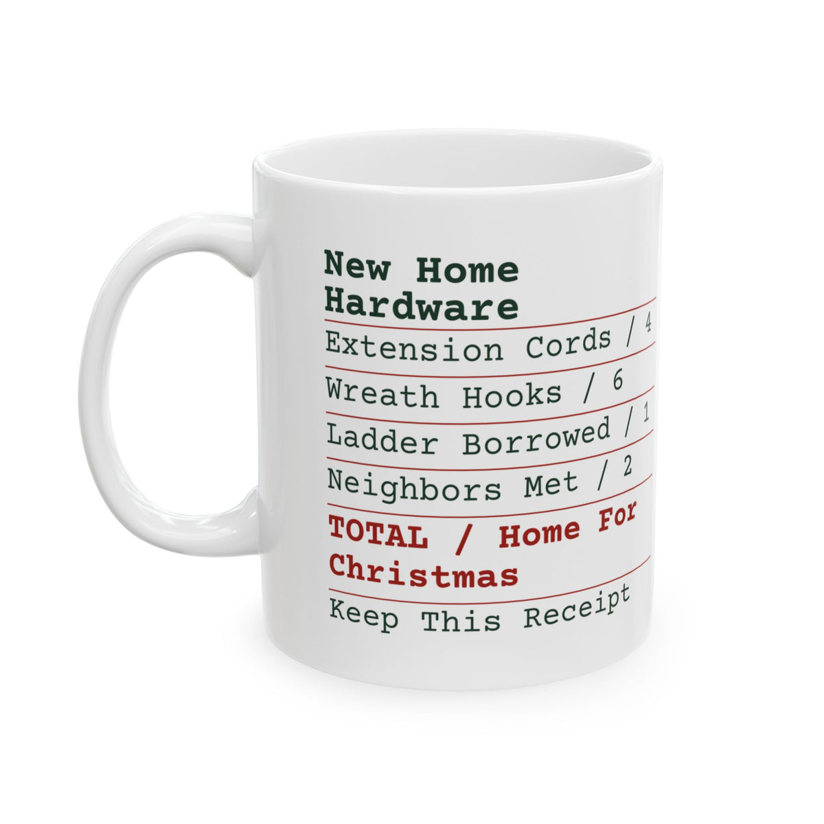 Funny New Home Christmas Coffee Mug Hardware Receipt For Homeowners