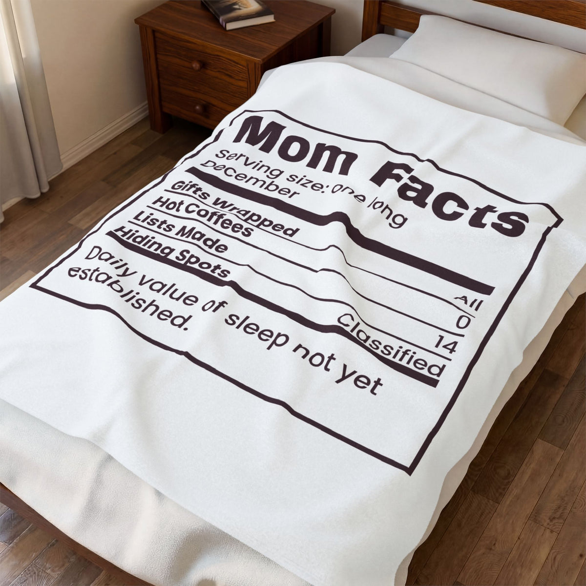 Funny Mom Christmas Throw Blanket Mom Facts Nutrition Label