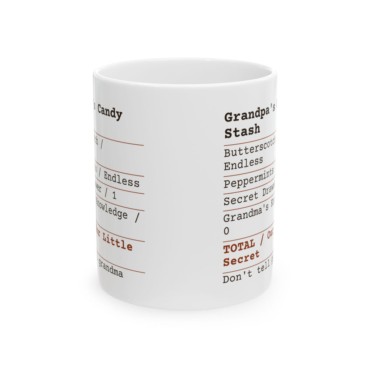 Funny Grandpa Candy Receipt Coffee Mug Secret For Grandpa