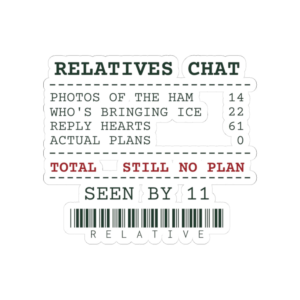 Funny Christmas Sticker Relatives Chat Still No Plan Receipt