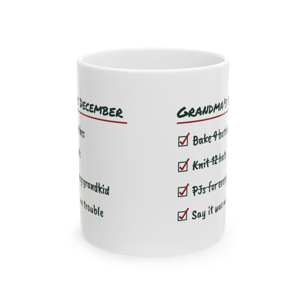 Funny Christmas Coffee Mug Grandma's December Checklist It Was No Trouble
