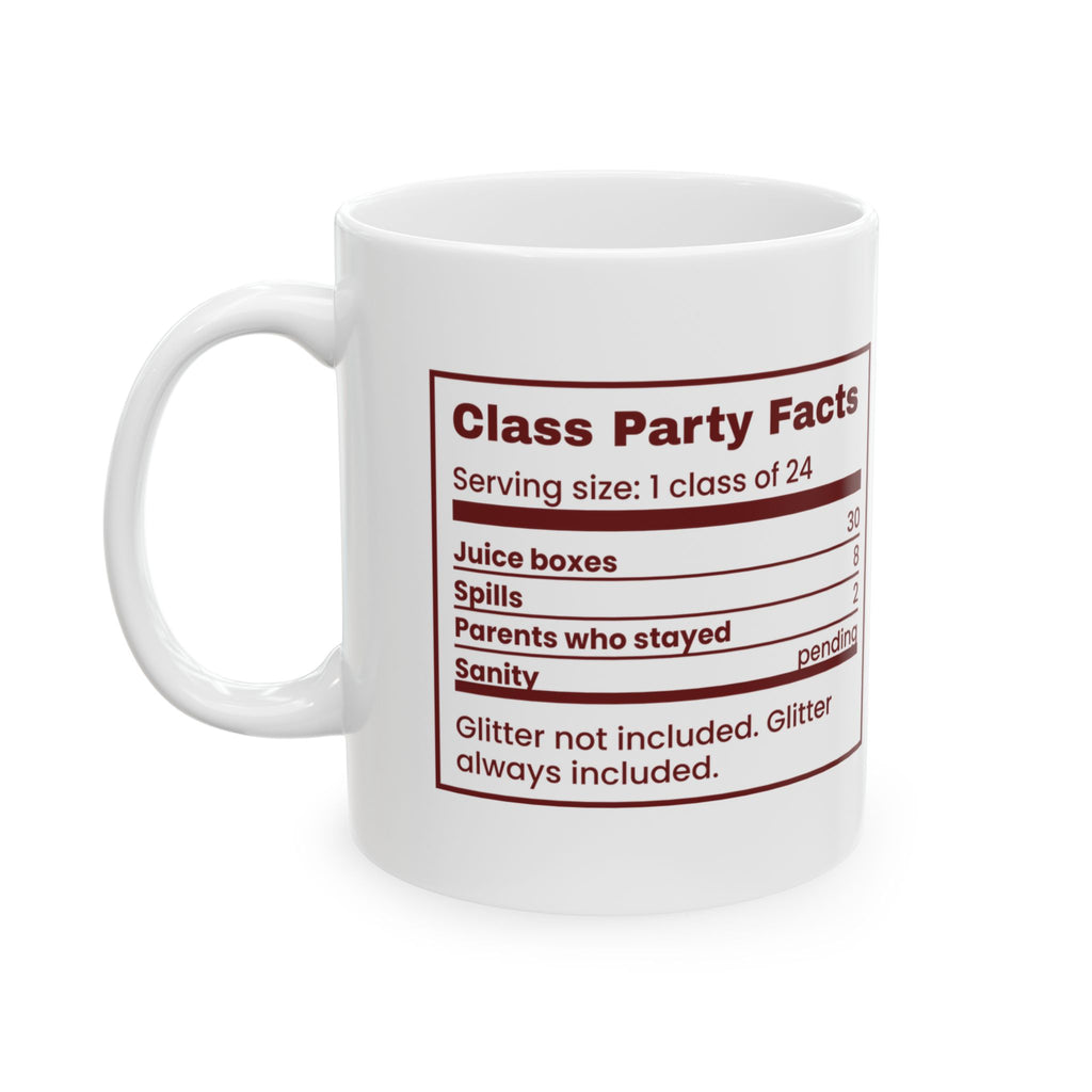 Funny Christmas Teacher Coffee Mug Class Party Facts Nutrition Label