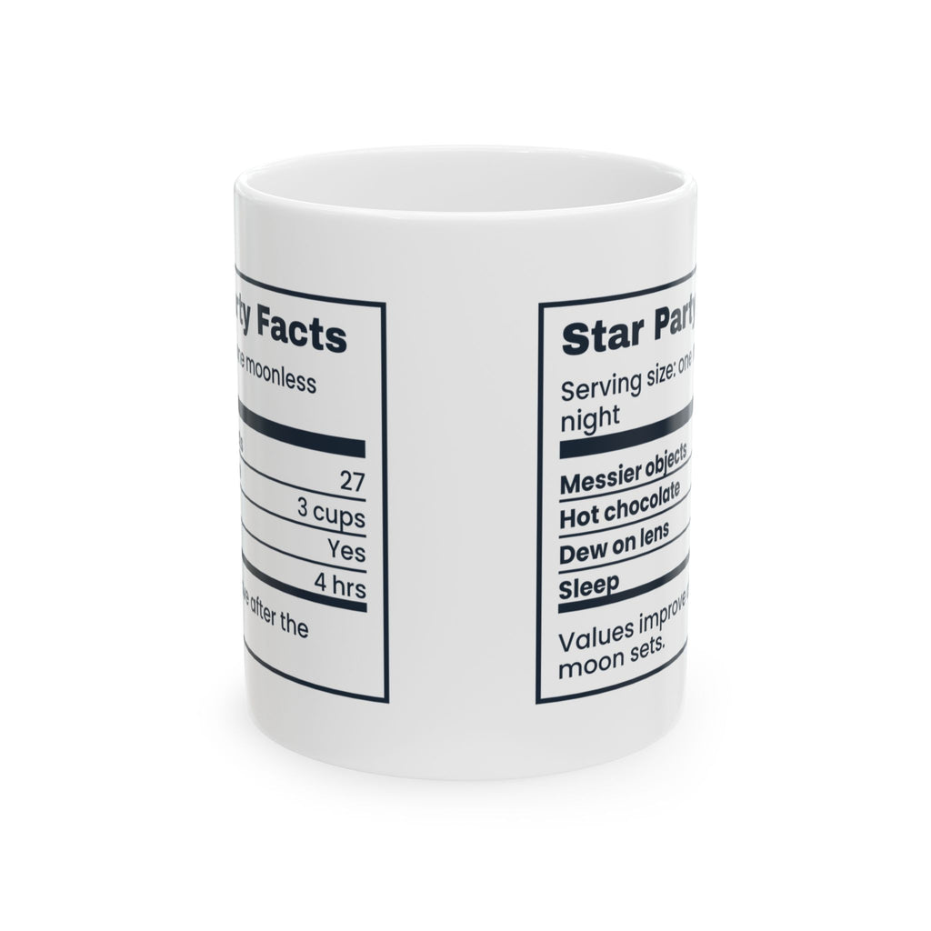 Funny Astronomy Mug Star Party Facts Nutrition Label
