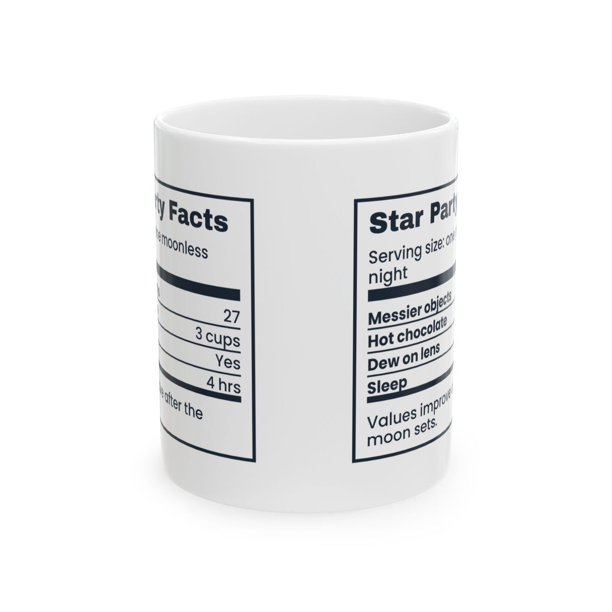 Funny Astronomy Mug Star Party Facts Nutrition Label