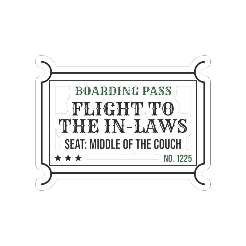 Funny Christmas Sticker Flight To The In-Laws Boarding Pass