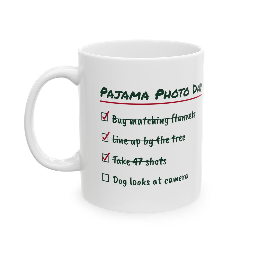 Funny Christmas Family Coffee Mug Matching Pajama Photo Checklist