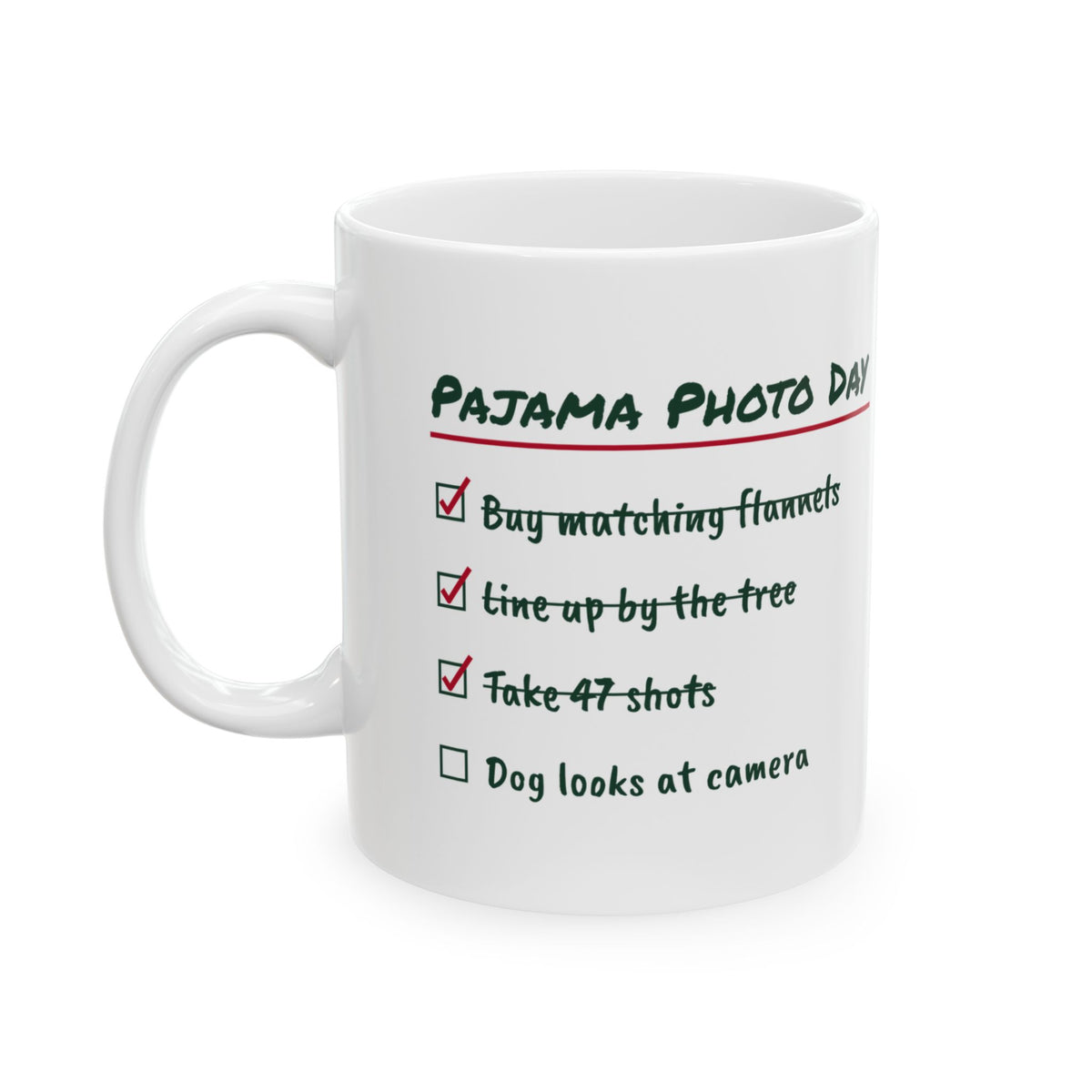 Funny Christmas Family Coffee Mug Matching Pajama Photo Checklist
