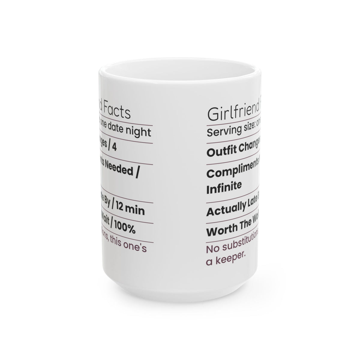 Funny Girlfriend Coffee Mug Nutrition Facts For Girlfriend